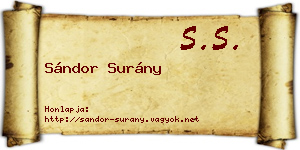 Sándor Surány névjegykártya